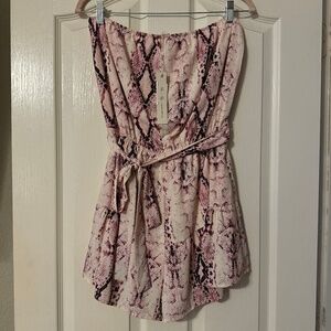 Pink Snake Print Romper